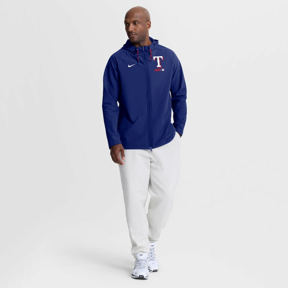 Texas Rangers Authentic Collection Raglan Therma-FIT Full-Zip Hooded Jacket Royal