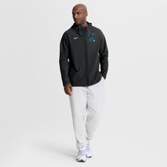 Miami Marlins Authentic Collection Raglan Therma-FIT Full-Zip Hooded Jacket Black