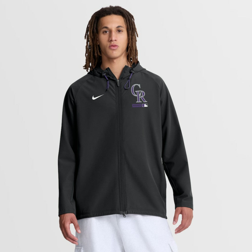Colorado Rockies Authentic Collection Raglan Therma-FIT Full-Zip Hooded Jacket Black