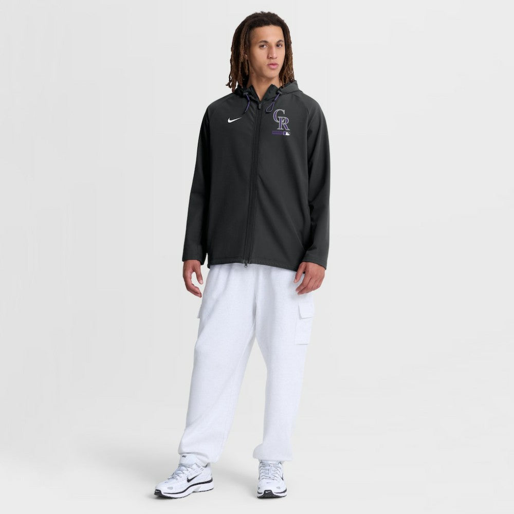 Colorado Rockies Authentic Collection Raglan Therma-FIT Full-Zip Hooded Jacket Black