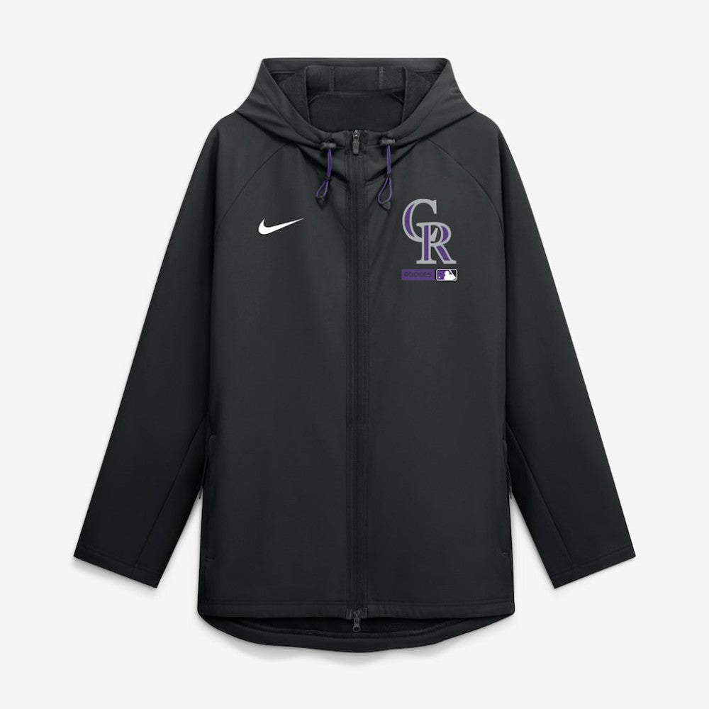 Colorado Rockies Authentic Collection Raglan Therma-FIT Full-Zip Hooded Jacket Black