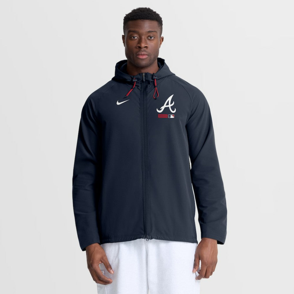 Atlanta Braves Authentic Collection Raglan Therma-FIT Full-Zip Hooded Jacket Blue