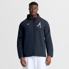 Atlanta Braves Authentic Collection Raglan Therma-FIT Full-Zip Hooded Jacket Blue