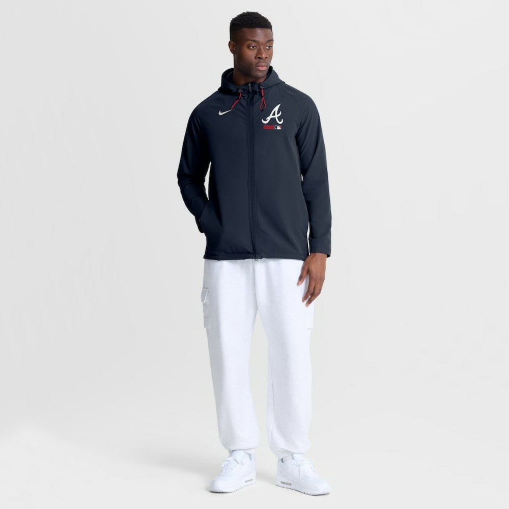 Atlanta Braves Authentic Collection Raglan Therma-FIT Full-Zip Hooded Jacket Blue