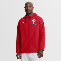 Philadelphia Phillies Authentic Collection Raglan Therma-FIT Full-Zip Hooded Jacket Red