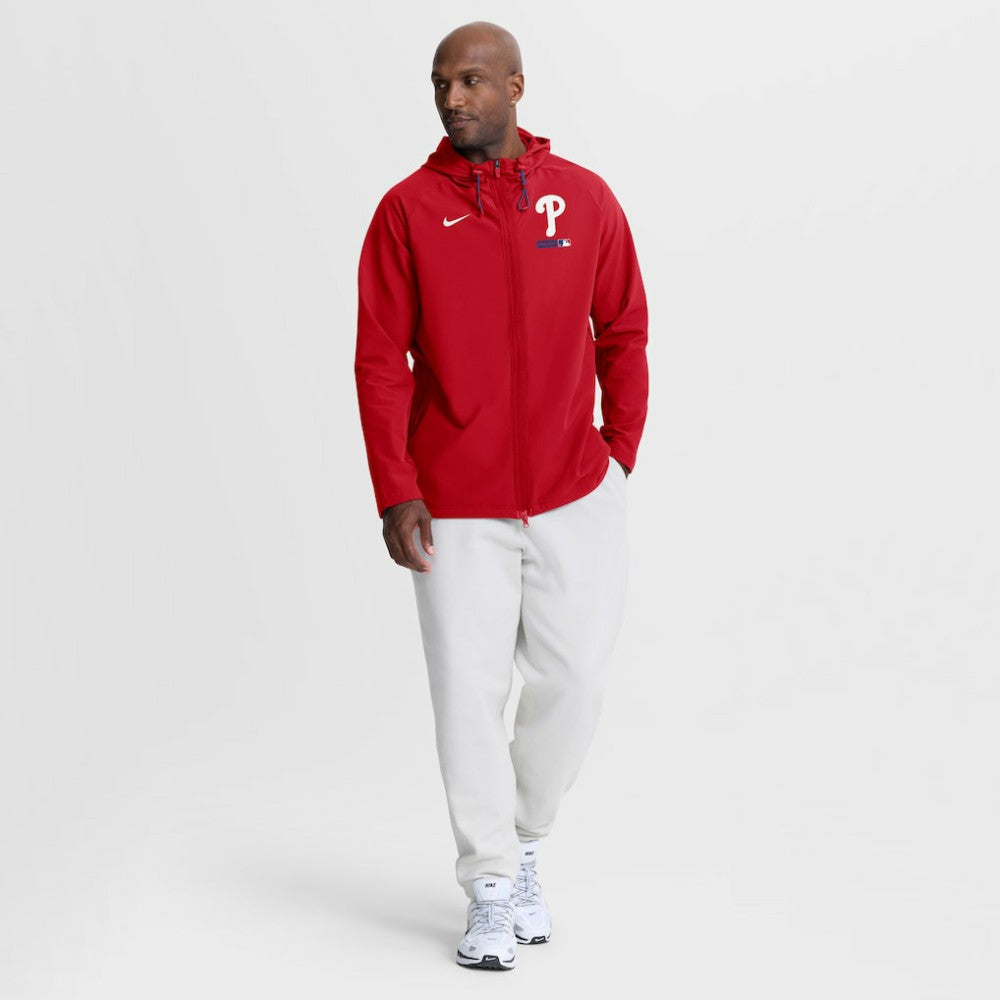Philadelphia Phillies Authentic Collection Raglan Therma-FIT Full-Zip Hooded Jacket Red