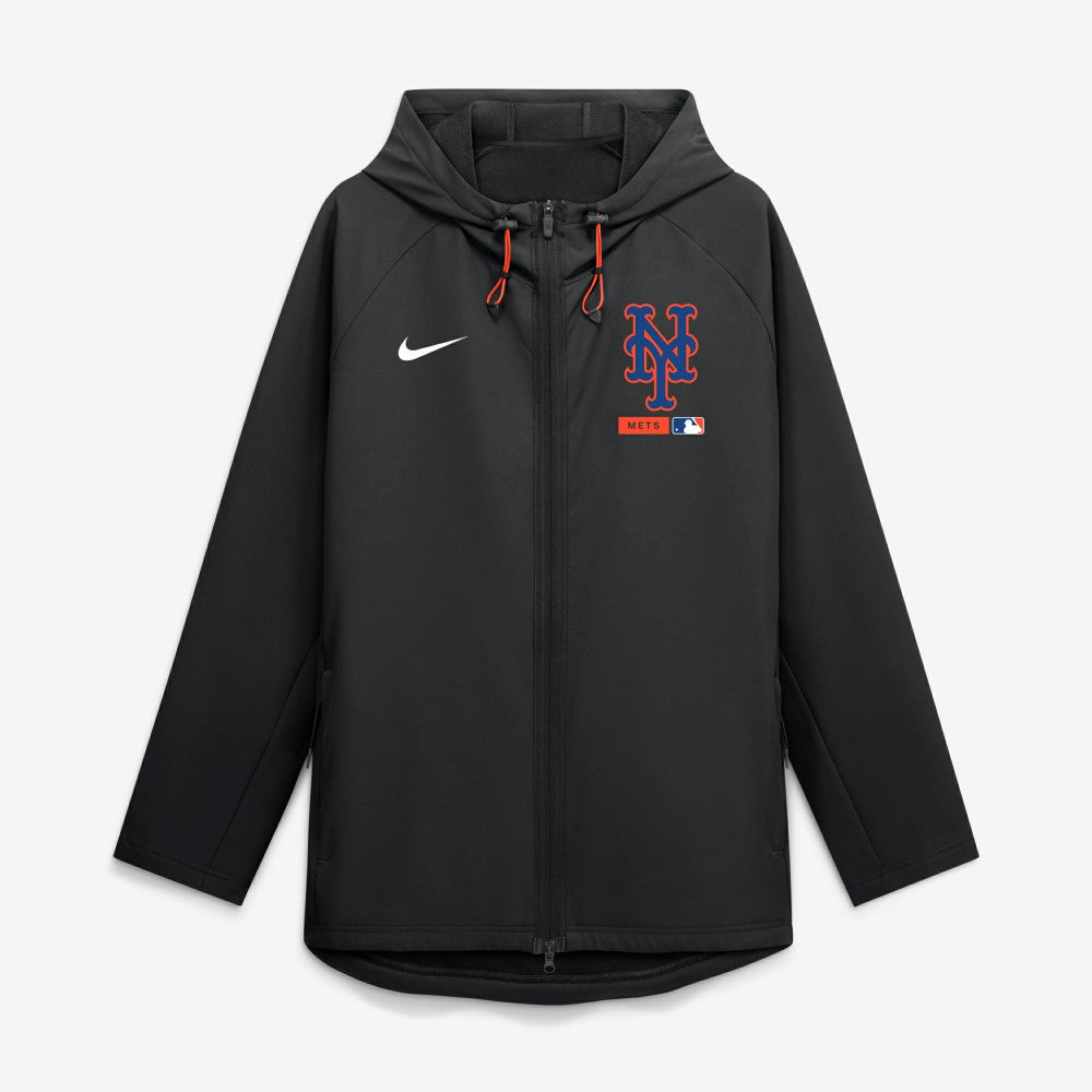 New York Mets Authentic Collection Raglan Therma-FIT Full-Zip Hooded Jacket Black