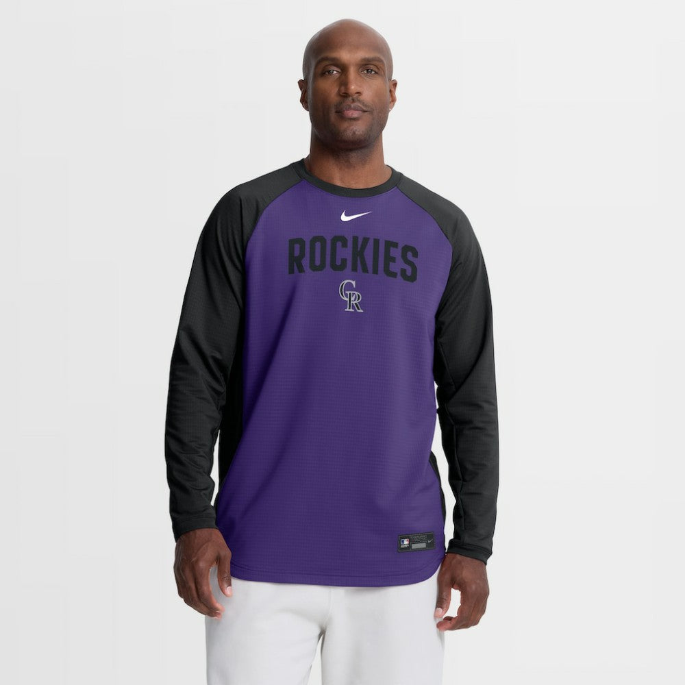 Colorado Rockies Authentic Collection Raglan Dri-FIT Sweatshirt Purple