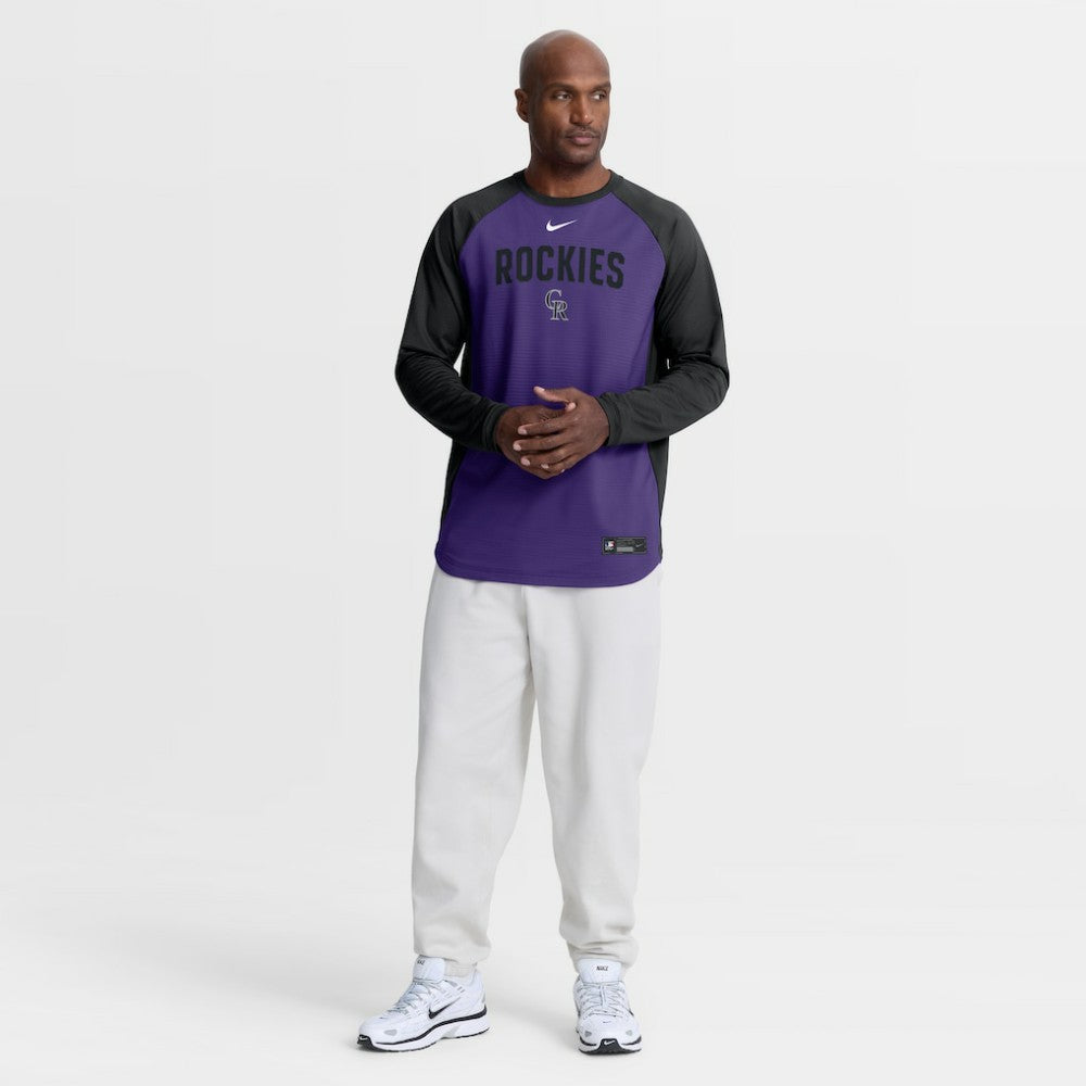 Colorado Rockies Authentic Collection Raglan Dri-FIT Sweatshirt Purple