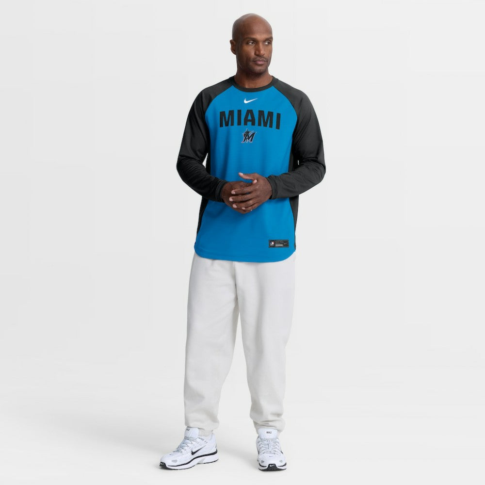 Miami Marlins Authentic Collection Raglan Dri-FIT Sweatshirt Blue