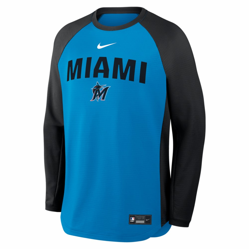 Miami Marlins Authentic Collection Raglan Dri-FIT Sweatshirt Blue