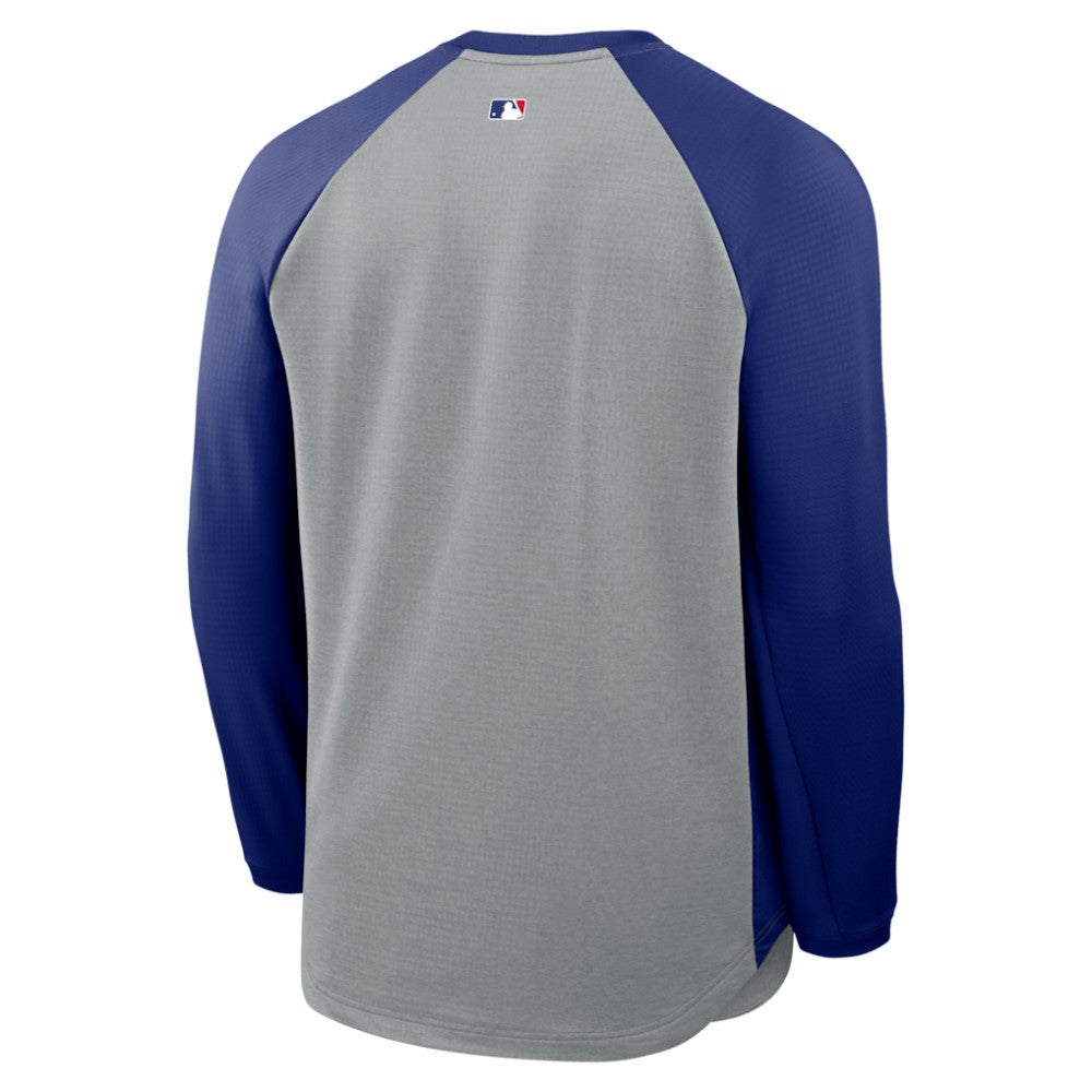 Los Angeles Dodgers Authentic Collection Raglan Dri-FIT Sweatshirt Heather Charcoal