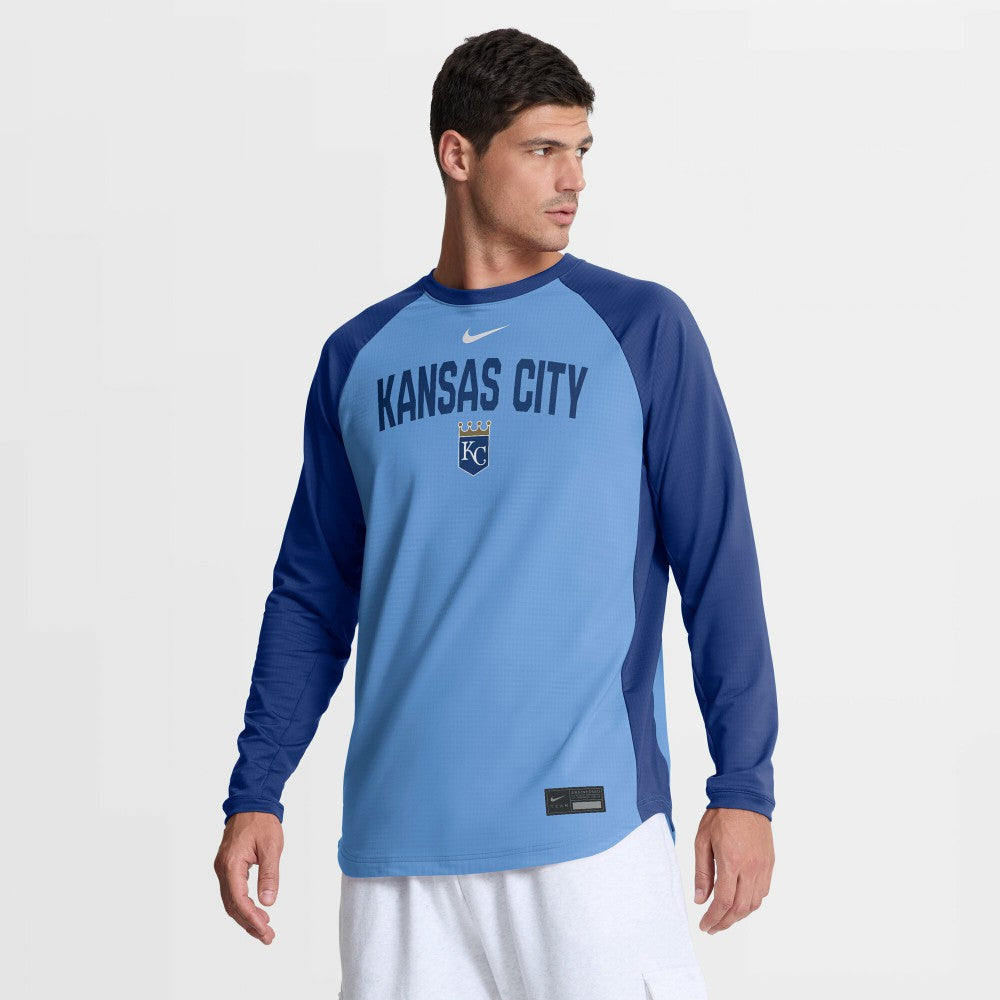 Kansas City Royals Authentic Collection Raglan Dri-FIT Sweatshirt Light Blue