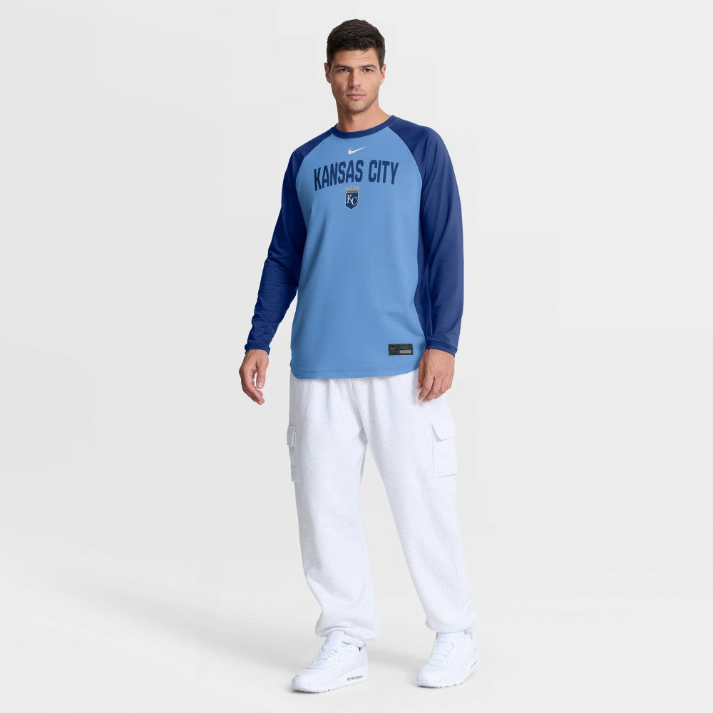 Kansas City Royals Authentic Collection Raglan Dri-FIT Sweatshirt Light Blue