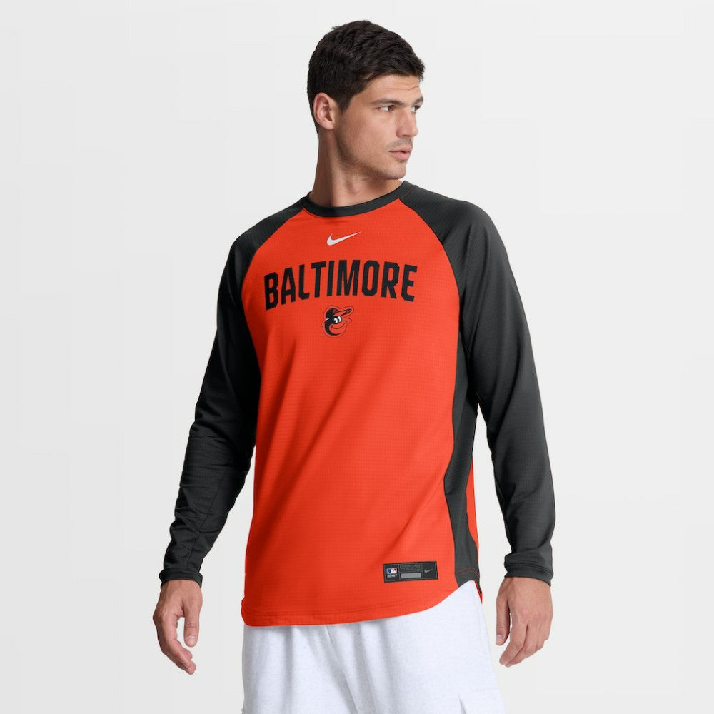 Baltimore Orioles Authentic Collection Raglan Dri-FIT Sweatshirt Orange
