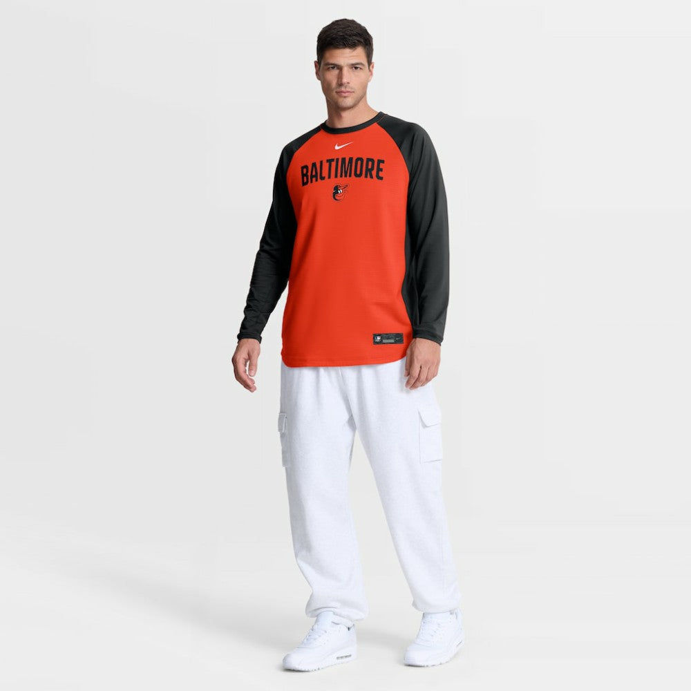 Baltimore Orioles Authentic Collection Raglan Dri-FIT Sweatshirt Orange