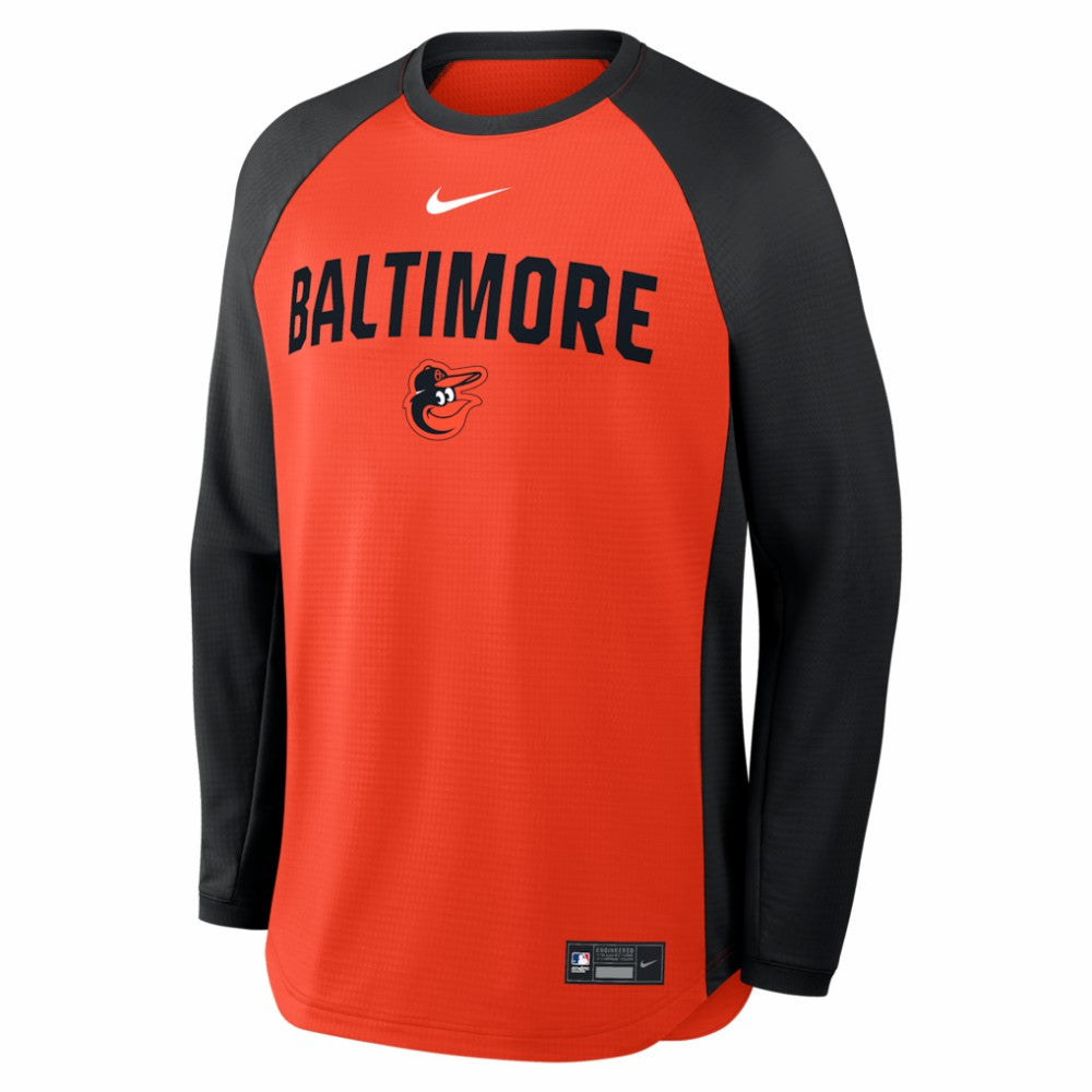 Baltimore Orioles Authentic Collection Raglan Dri-FIT Sweatshirt Orange