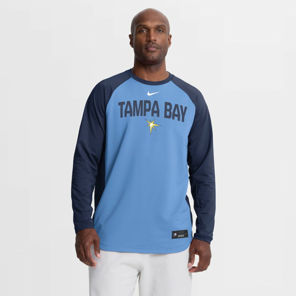 Tampa Bay Rays Authentic Collection Raglan Dri-FIT Sweatshirt Light Blue