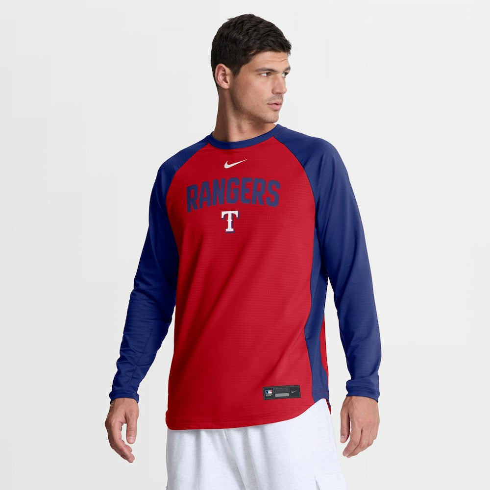 Texas Rangers Authentic Collection Raglan Dri-FIT Sweatshirt Red
