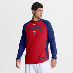 Texas Rangers Authentic Collection Raglan Dri-FIT Sweatshirt Red