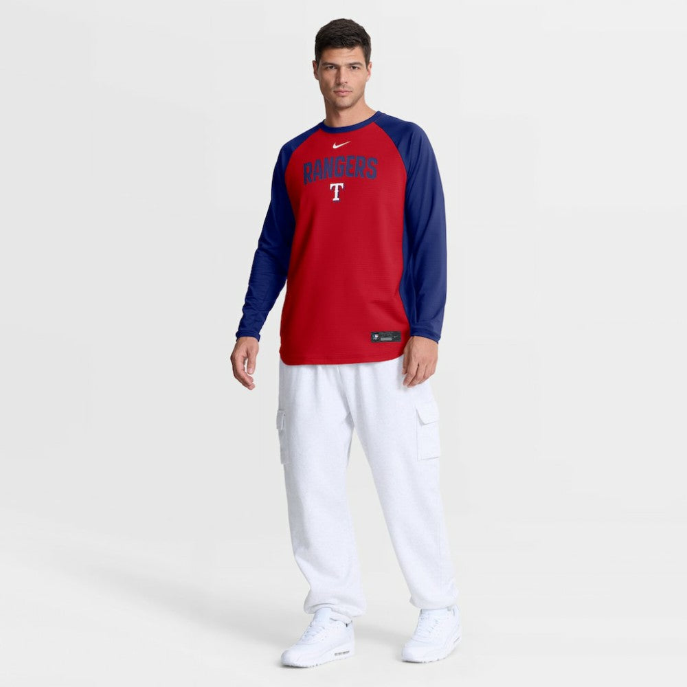 Texas Rangers Authentic Collection Raglan Dri-FIT Sweatshirt Red