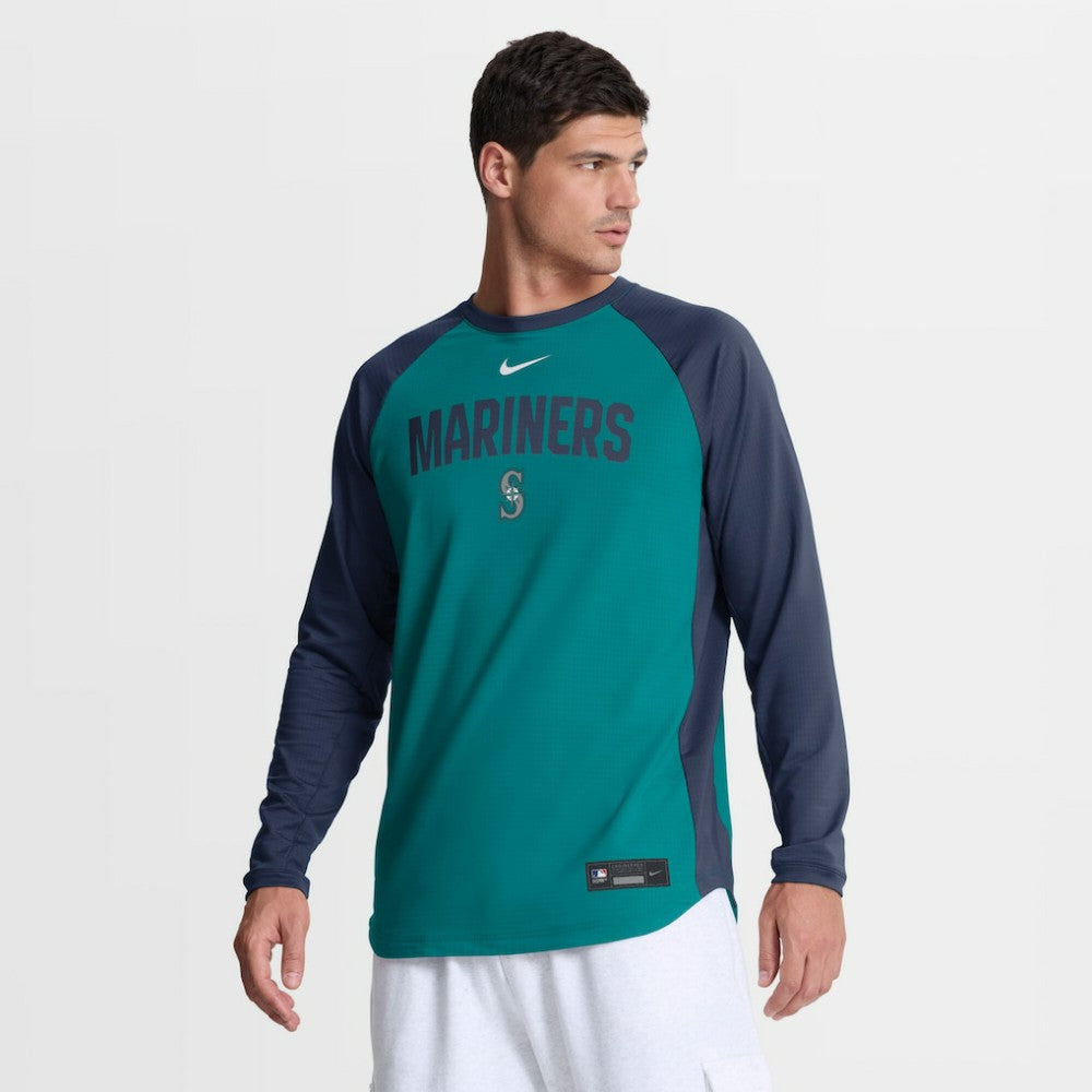 Seattle Mariners Authentic Collection Raglan Dri-FIT Sweatshirt Teal