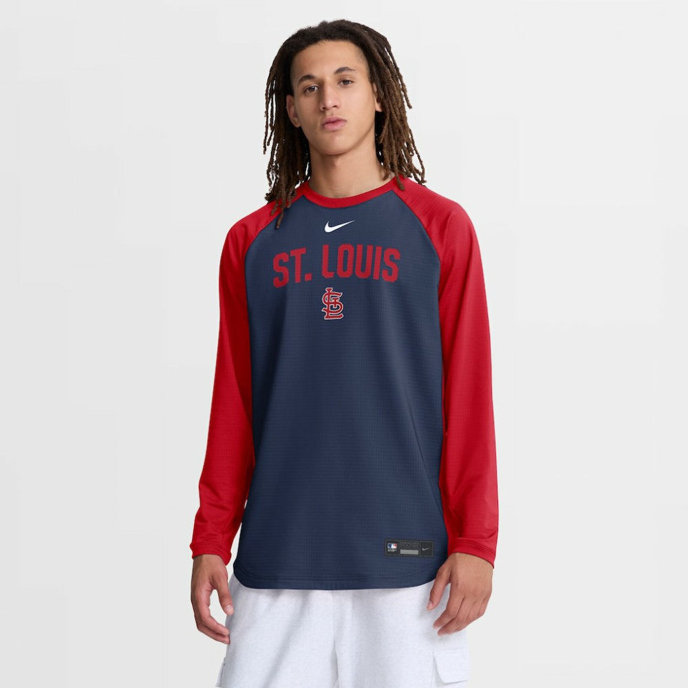 St. Louis Cardinals Authentic Collection Raglan Dri-FIT Sweatshirt Navy