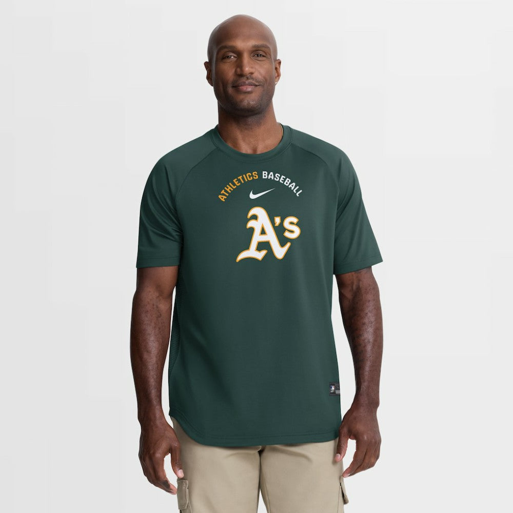 Athletics Authentic Collection Batting Practice Pre-Game Raglan Dri-FIT Top Green