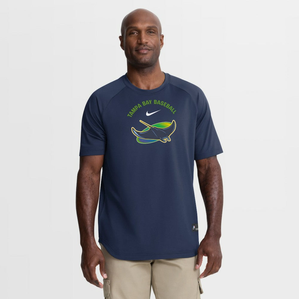 Tampa Bay Rays Authentic Collection Batting Practice Pre-Game Raglan Dri-FIT Top Navy