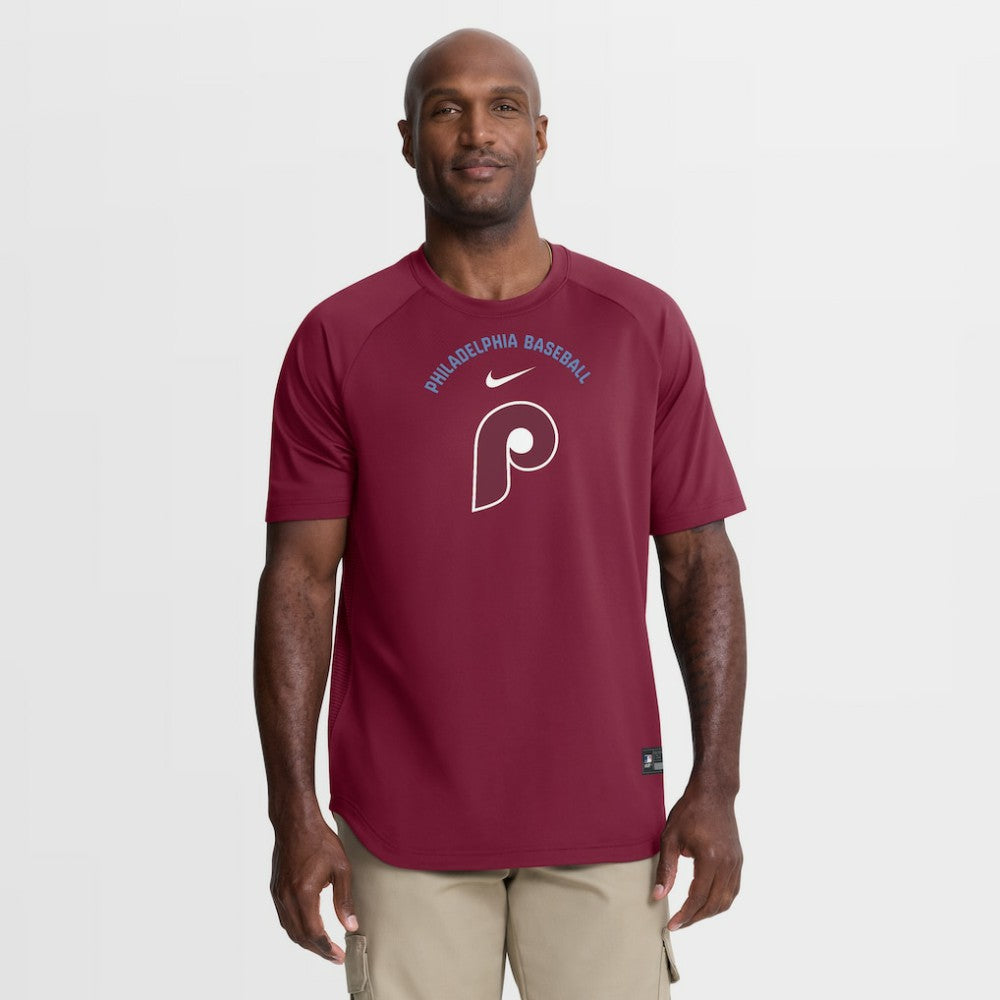 Philadelphia Phillies Authentic Collection Batting Practice Pre-Game Raglan Dri-FIT Top Burgundy