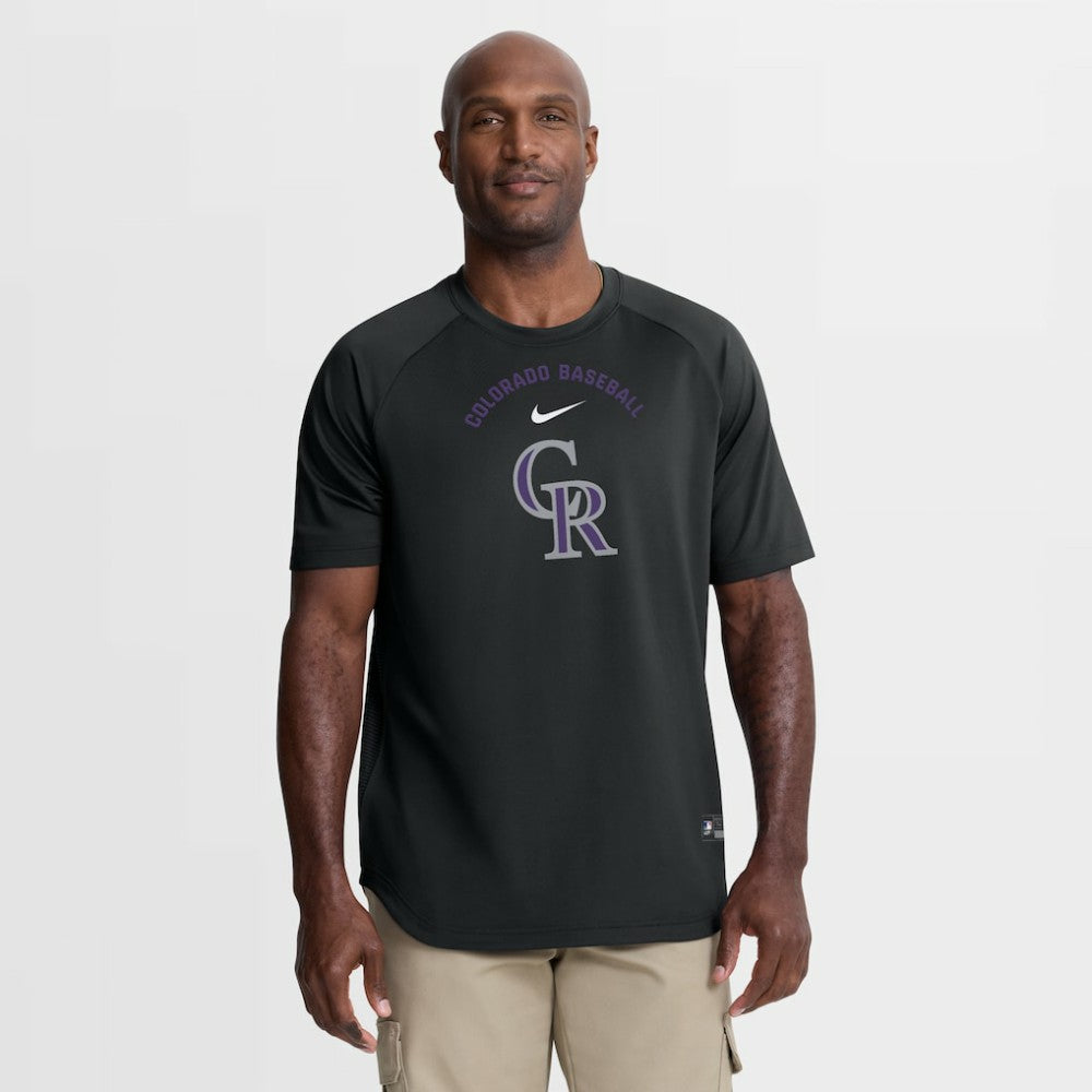 Colorado Rockies Authentic Collection Batting Practice Pre-Game Raglan Dri-FIT Top Black