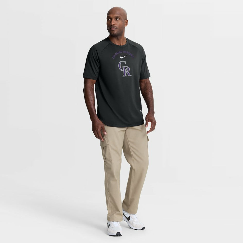 Colorado Rockies Authentic Collection Batting Practice Pre-Game Raglan Dri-FIT Top Black