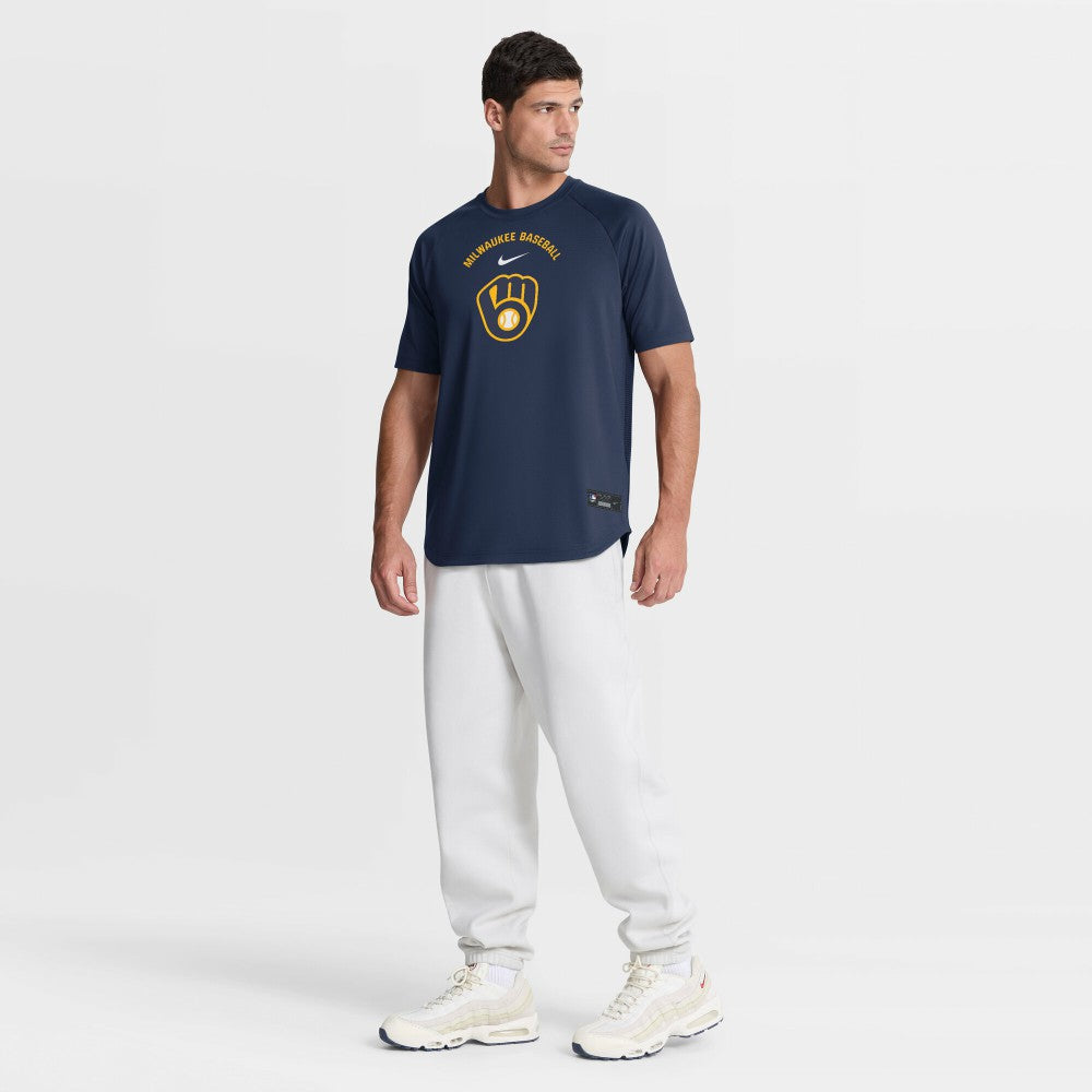 Milwaukee Brewers Authentic Collection Batting Practice Pre-Game Raglan Dri-FIT Top Navy