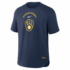 Milwaukee Brewers Authentic Collection Batting Practice Pre-Game Raglan Dri-FIT Top Navy