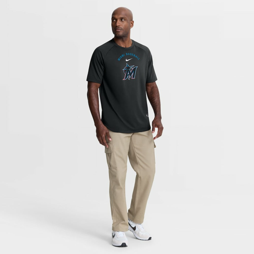 Miami Marlins Authentic Collection Batting Practice Pre-Game Raglan Dri-FIT Top Black