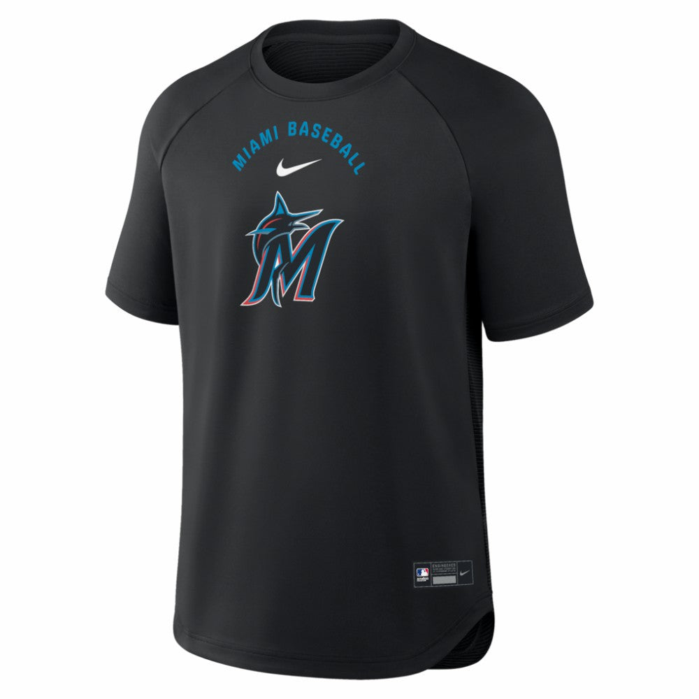 Miami Marlins Authentic Collection Batting Practice Pre-Game Raglan Dri-FIT Top Black