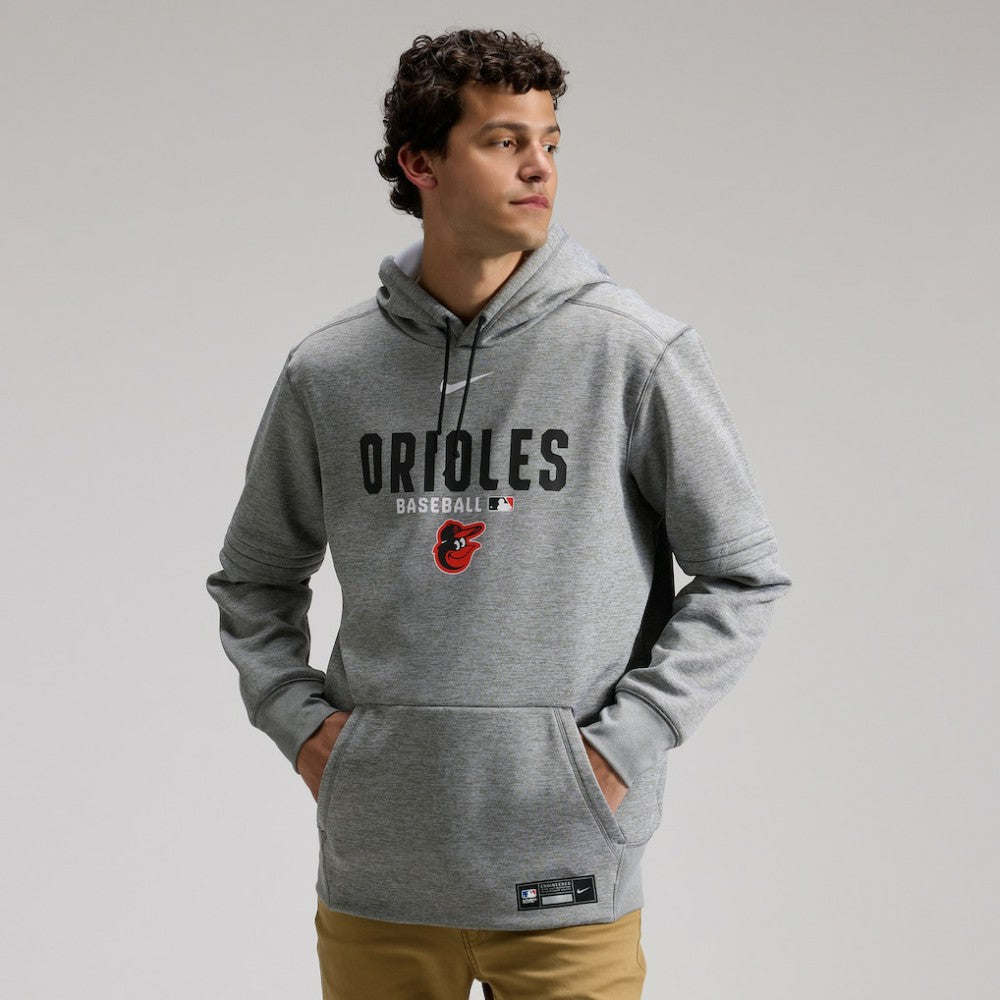 Baltimore Orioles Authentic Collection Therma-FIT Hoodie Heather Charcoal