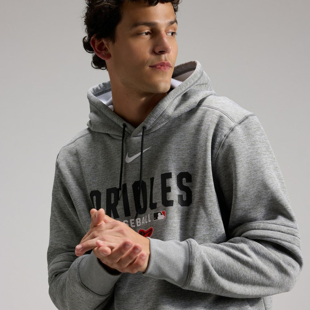 Baltimore Orioles Authentic Collection Therma-FIT Hoodie Heather Charcoal