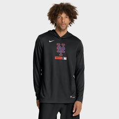 New York Mets Authentic Collection Dri-FIT Long Sleeve Hooded T-Shirt Black