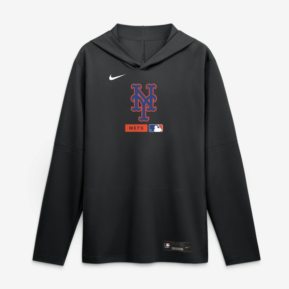 New York Mets Authentic Collection Dri-FIT Long Sleeve Hooded T-Shirt Black
