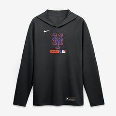 New York Mets Authentic Collection Dri-FIT Long Sleeve Hooded T-Shirt Black