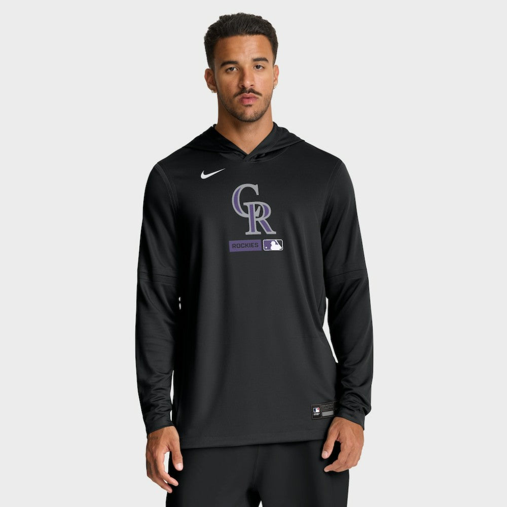 Colorado Rockies Authentic Collection Dri-FIT Long Sleeve Hooded T-Shirt Black