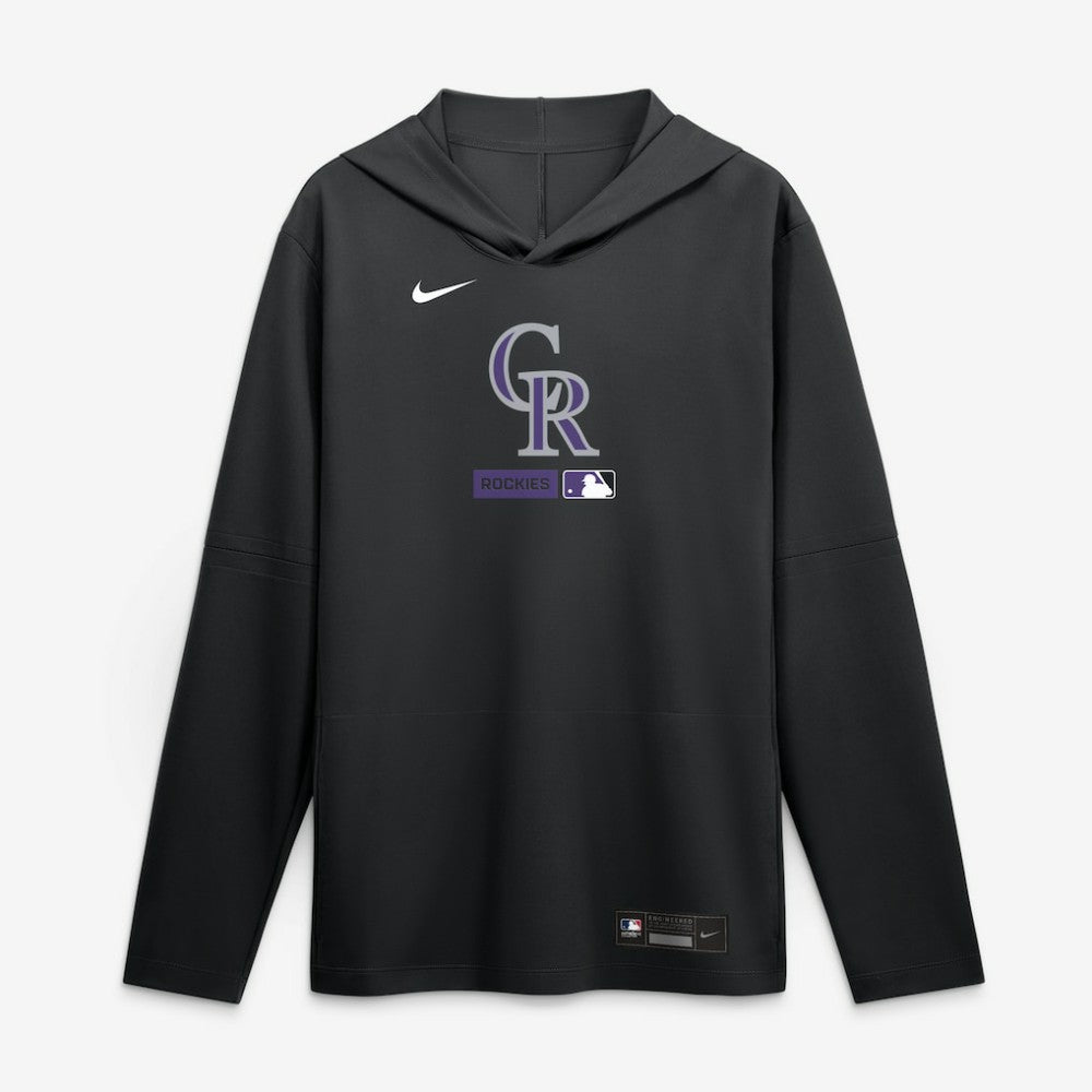 Colorado Rockies Authentic Collection Dri-FIT Long Sleeve Hooded T-Shirt Black