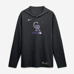 Colorado Rockies Authentic Collection Dri-FIT Long Sleeve Hooded T-Shirt Black