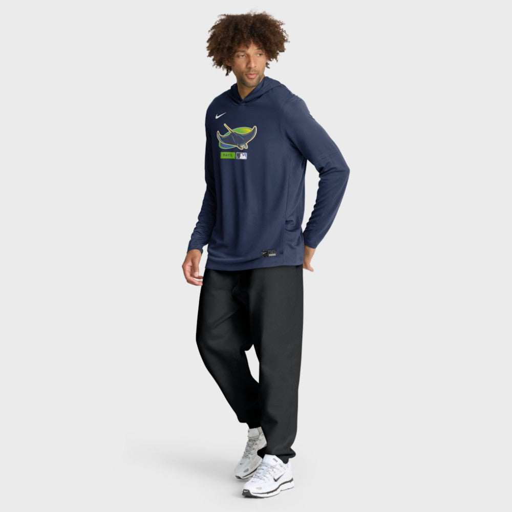 Tampa Bay Rays Authentic Collection Dri-FIT Long Sleeve Hooded T-Shirt Navy