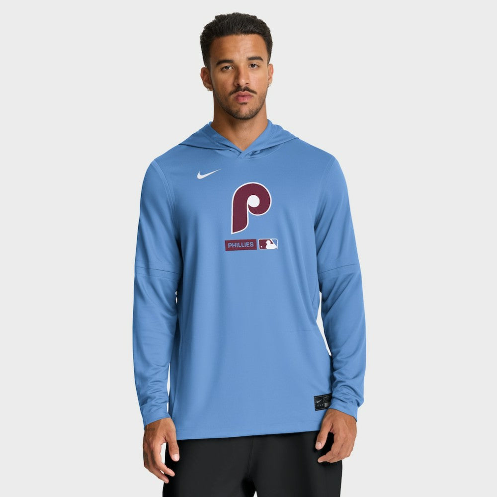 Philadelphia Phillies Authentic Collection Dri-FIT Long Sleeve Hooded T-Shirt Light Blue