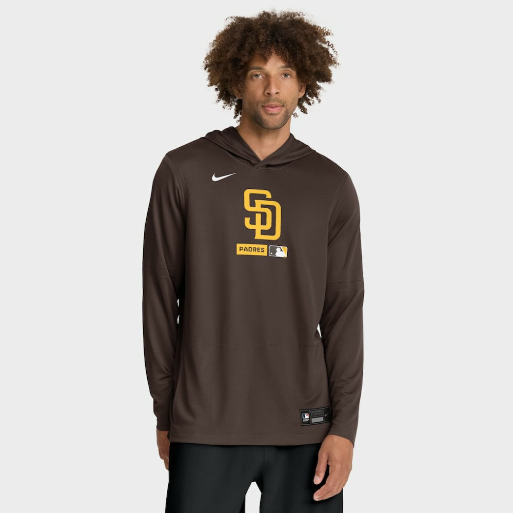 San Diego Padres Authentic Collection Dri-FIT Long Sleeve Hooded T-Shirt Brown