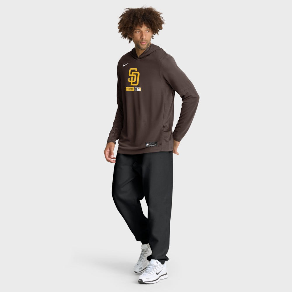 San Diego Padres Authentic Collection Dri-FIT Long Sleeve Hooded T-Shirt Brown