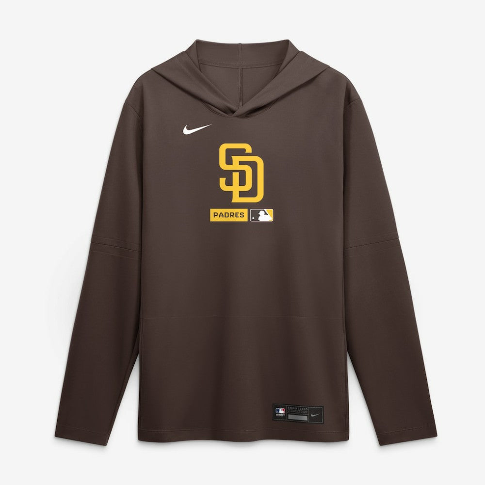 San Diego Padres Authentic Collection Dri-FIT Long Sleeve Hooded T-Shirt Brown