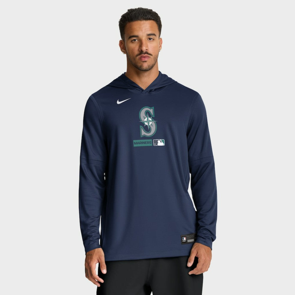 Seattle Mariners Authentic Collection Dri-FIT Long Sleeve Hooded T-Shirt Navy